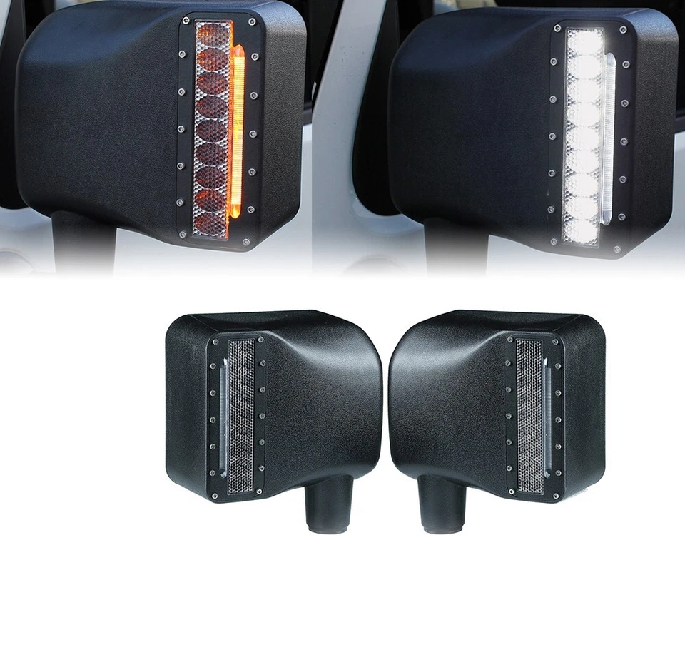 Espejos retrovisores laterales Xprite con luz LED de señal de giro para Jeep Wrangler JK JKU 07-18 Foto 2 de 4