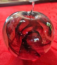 Kerry Glass Apple Swirl Paperweight With Original  Sticker Purple /CRANBERRY 
