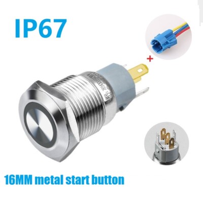 16mm Double Color 1NO1NC Ring Led stainless steel power start car button switch 