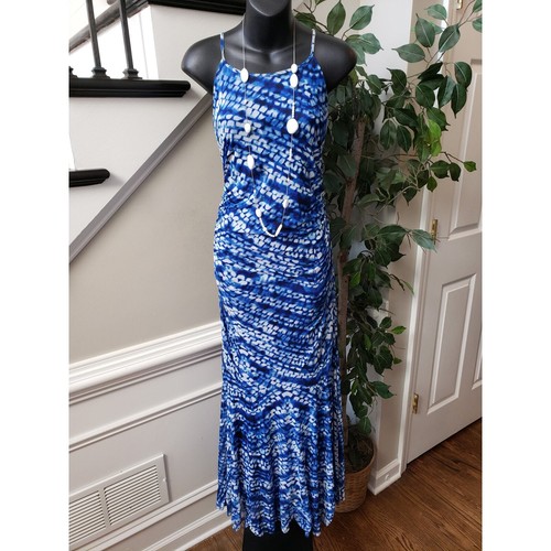 Nine West Long Maxi Dress Women's Size 16 Blue Polyester Halter Neck Sleeveless - Picture 14 of 14
