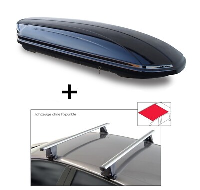 Dachbox VDPMAA320Ltr+Dachträger VDP Delta für für Nissan Note/Versa 5Türer 2004-