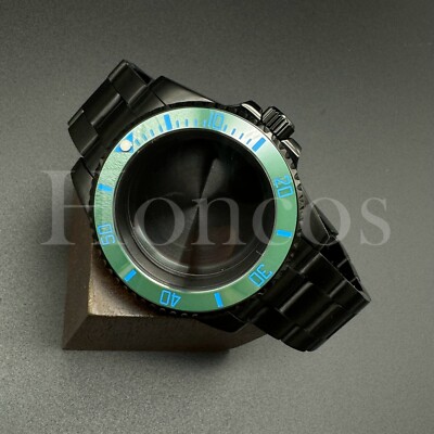 Custom Made MODS Watch Black Case Bracelet Fits for NH34/35 Movement Green/Blue