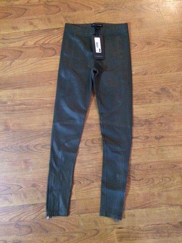 David Lerner - Olive, Seamed Coated Moto Leggings - SIZE XS - Picture 3 of 7