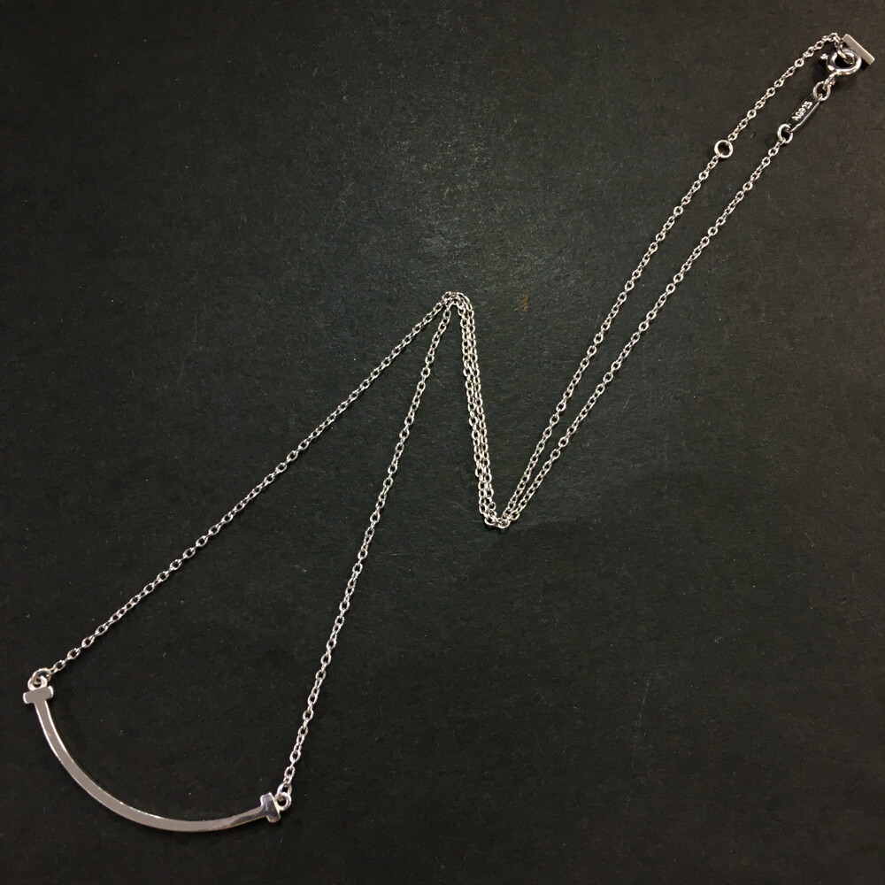 TIFFANY&CO. Silver 925 T Smile Small Pendant Necklace/2AF2229
