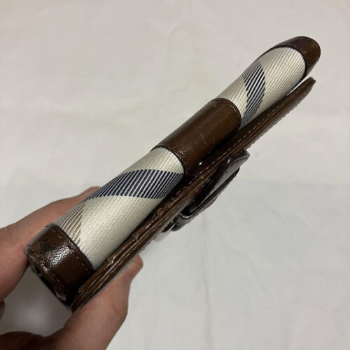 BURBERRY Check Canvas Leder Bi-Fold Compact Geldbörse Beige 1325 - Bild 6 von 20