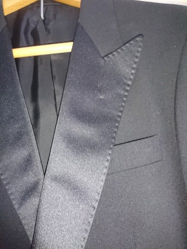 VTG MOSS BROS COVENT GARDEN BLACK BESPOKE TUXEDO DINNER SUIT PEAK LAPEL SUPERB. - Picture 3 of 12