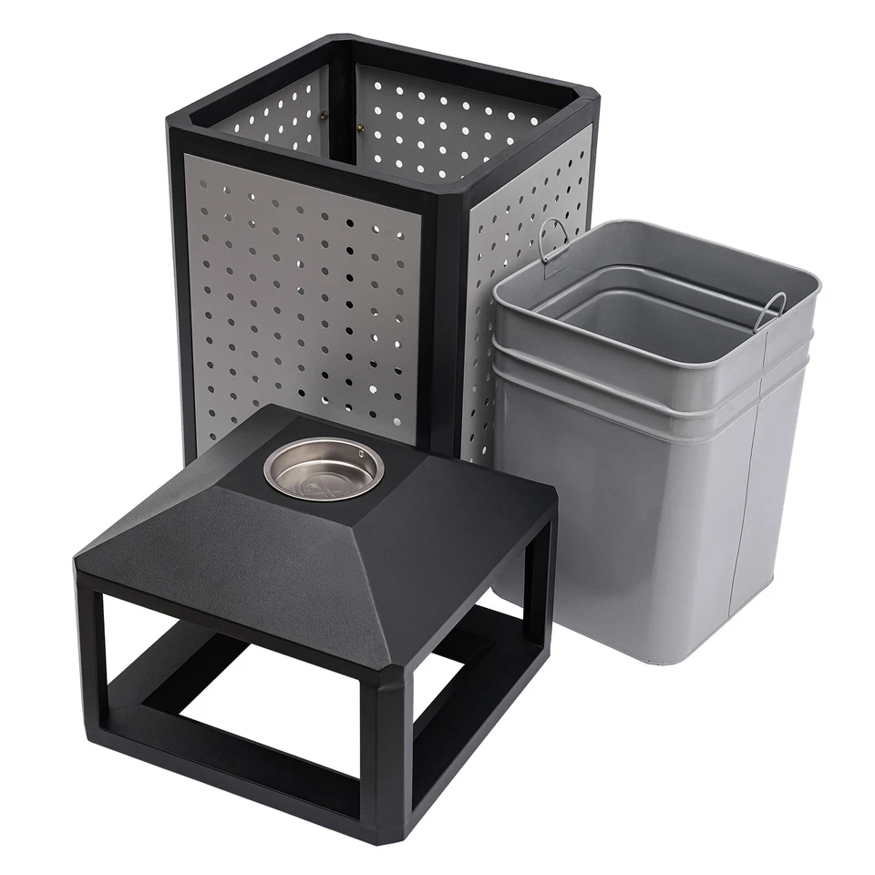 Contenedor de residuos industriales al aire libre cubo de basura recinto de basura cenicero incorporado Foto 3 de 4