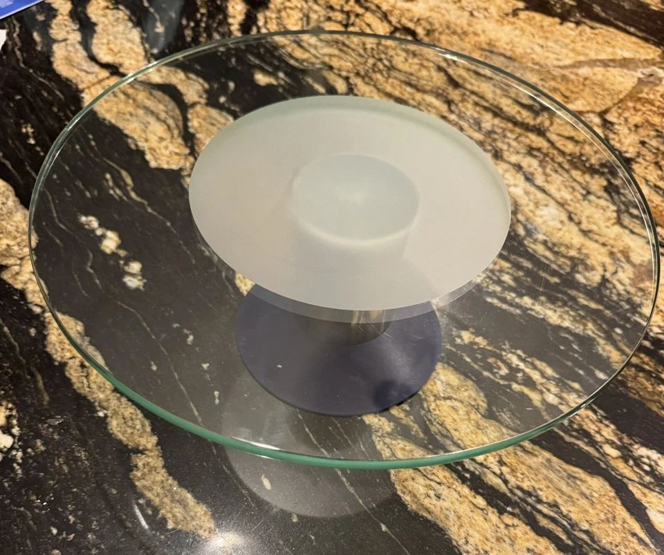 WMF Soporte para Pasteles, Cristal (?) Con acero inoxidable, base azul cobalto, giros Foto 2 de 4