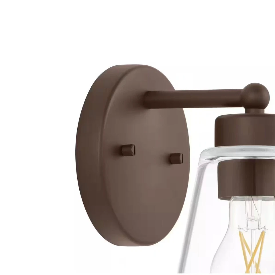 Hampton Bay Eastburn 1-светлое матовое черное настенное бра с прозрачным стеклянным абажуром - Изображение 2 из 4