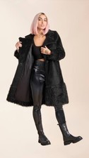 Lita By Ciara The Teddy Faux Shearling Fur Coat Black Size 2xs. H