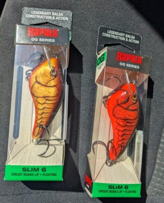 Lot of 2 Rapala OG Slim 06s Med Diving Crankbait Ott DeFoe Bass Balsa Crankbait