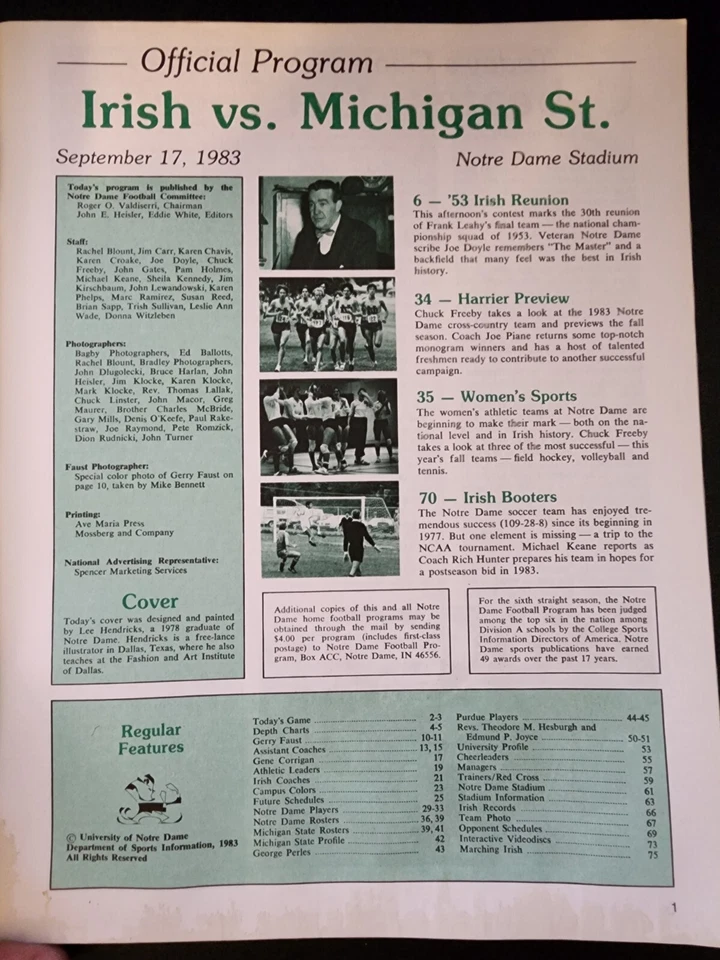 Michigan State vs Notre Dame Sept 17, 1983 Football Program '53 Reunion B7:278 - Image 4 of 4