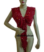 Belly Dance TIE DYE Cotton Top Tie Ruffle SHORT Wrap Choli Gypsy haut Blouse