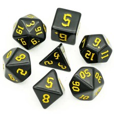 Black With Yellow Numbers 7-Dice Set