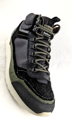 BARBOUR Men's Chukka Boots Black Olive Green Hiking Shoes US 12 EU 46 $220 EUC *