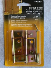 NEW -- PLPCI Brass Plated Surface Mounted Bi-Fold Door Hinges 2-Pack N-6656