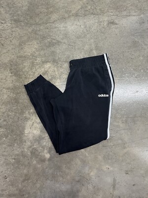 Adidas 3 Stripes Tricot Tapered Cuff Joggers Size L Large Pants Black White