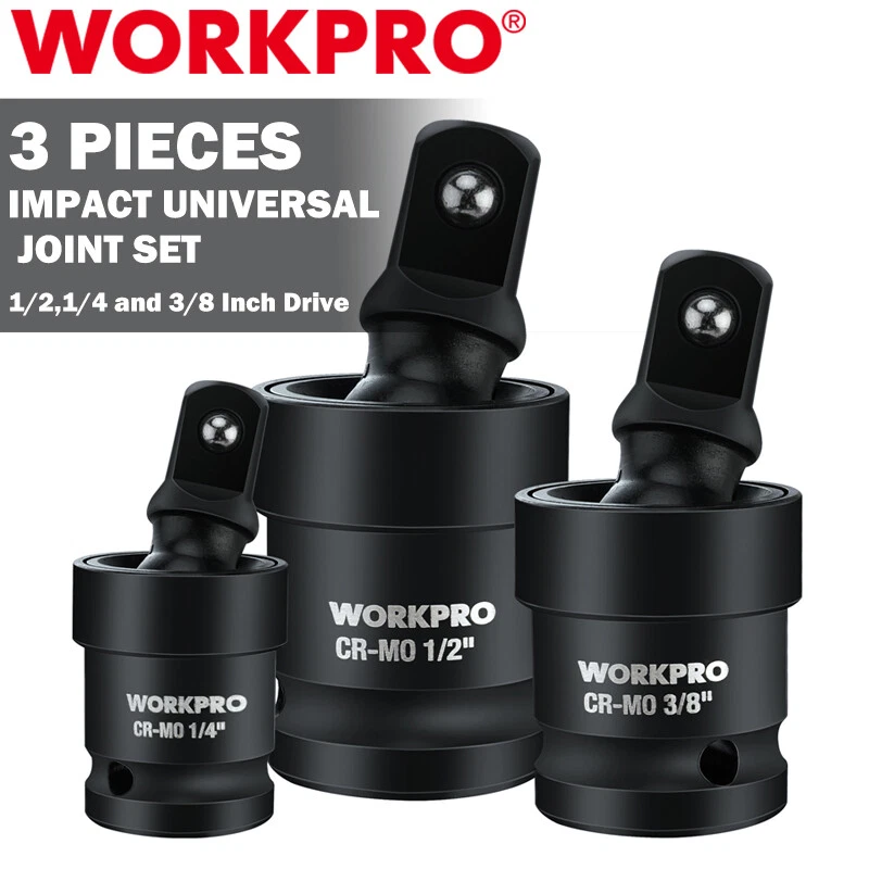 WORKPRO Impact Universal Joint Se 3 Piece-1/2"3/8"1/4"'' Drive Swivel Socket Set - Image 2 of 4