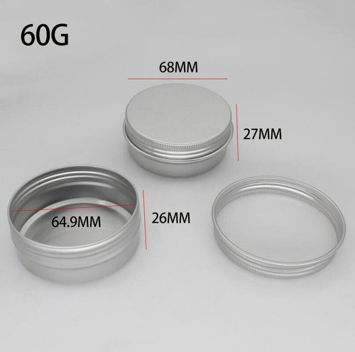 Round Aluminium Silver Tin Container EPE Lined Screw Lid 5ml,10ml,15ml,20ml-60ml - Picture 17 of 17