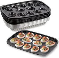 MT Products Plastic Deviled Egg Carrier/Deviled Egg Tray with Lid - Pack of 12