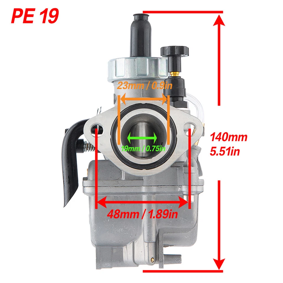 PE 19mm Carburetor For CRF125F KLX110 DR100 DS80 Dirt Pit Bike Scooter ATV Foto 2 de 4