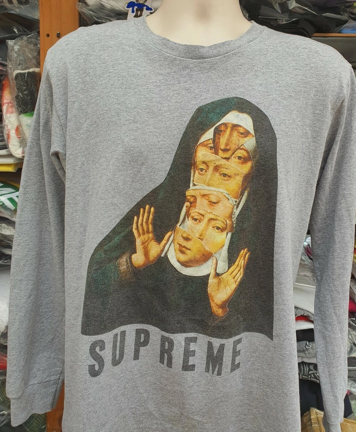 SS17 Supreme Nun heather grey L/S tee size M medium longsleeve t shirt top