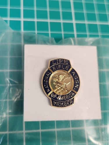 Spilla da bavero vintage NOS NRA Life Member tono oro - Foto 3 di 16