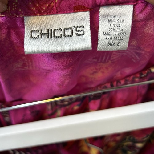 Chicos gonna seta donna 2 rosa rosso floreale asimmetrica cottagecore arte bohemien - Foto 5 di 11