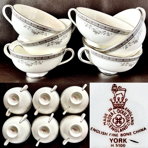 6 Rare 1985 Royal Doulton “York” (H5100) Bone China Soup Bowls (6”/15cm, 1.1kg) - Picture 2 of 24