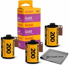 Kodak Gold 200 35mm Film 3 Rolls 36 Exposures Each with Microfiber Cloth
