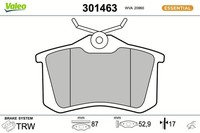 Bremsbelagsatz, Scheibenbremse Hinten Valeo 301463 FüR Peugeot Renault