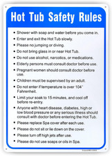 Hot Tub Safety Rules Sign, Pool Sign,- 10"X 14" - .040 Rust Free Aluminum   Refl