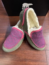 Womens 8 Sorel Tremblant II Moccasin Slippers Slip On Moc Suede Wool Stone Green