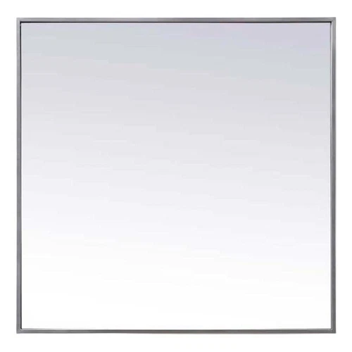 Elegant Decor Eternity 30" Square Modern Metal/MDF Wood Vanity Mirror in Silver - Picture 1 of 9