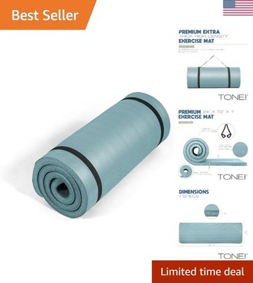 1-Inch Thick Yoga Mat | High-Density, Non-slip Exercise Mat with Carrying Str...