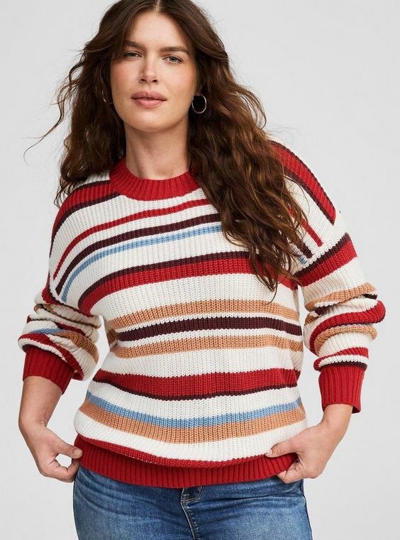 Torrid Size 3 Pullover Drop Shoulder Sweater Multi Stripe