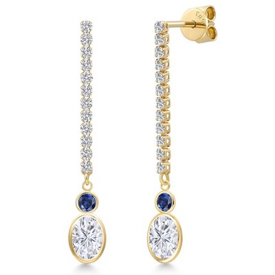 14K Yellow Gold White Moissanite and Created Sapphire and Lab Grown Diamond
