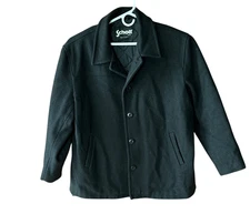 Schott NYC Wool Coat Mens Size XL Black Wool Single Breast Lined Made In Canada