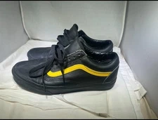 PreOwned Vans Old Skool Leather Black Gold Off The Wall Men's 8.5
