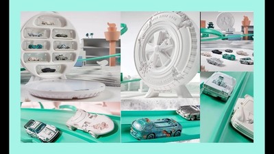 1:64 Hot Wheels x Daniel Arsham Complete Car and Rally Case Set, Porsche