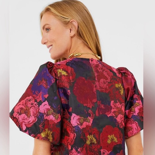 Bluse Biesen + Pomander Place Kamelie Jacquard Lyla Puffärmel | XL - Bild 3 von 10