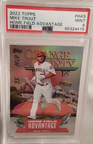 2022 Topps Series 1 - #HA-5 Mike Trout Home Field Advantage SSP. PSA 9, Pop 370