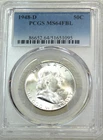 1948 D Franklin Half Dollar PCGS MS64FBL Frosty White New Holder #L325C
