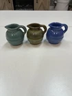 Frankoma 550 Mini Pitcher Lot of 3 Prairie Green Brown Blue Pottery