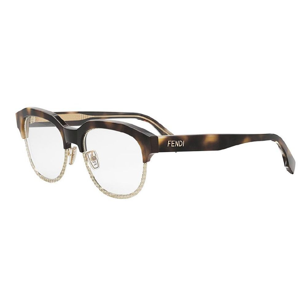NEW FENDI MEN EYEGLASSES BROWLINE HAVANA/GOLD CLEAR FENDI  display picture 2