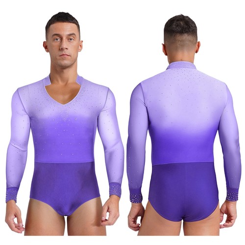 Mens Dancewear Latin Jumpsuit Performance Bodysuit Crotch Leotard Rumba Samba - Picture 19 of 48