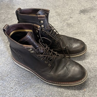 TIMBERLAND Britton Hill Men 10.5 Chocolate Brown Leather Wingtip Oxford Boots