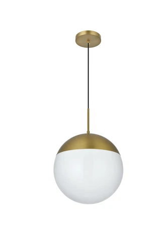 Living District Eclipse 14" Pendant Frosted White Shade In Satin Gold - Picture 8 of 10