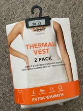 2 Pack EXTRA WARMTH Thermal Vest Size UK 20 Super Soft Brushed Lace Ivory