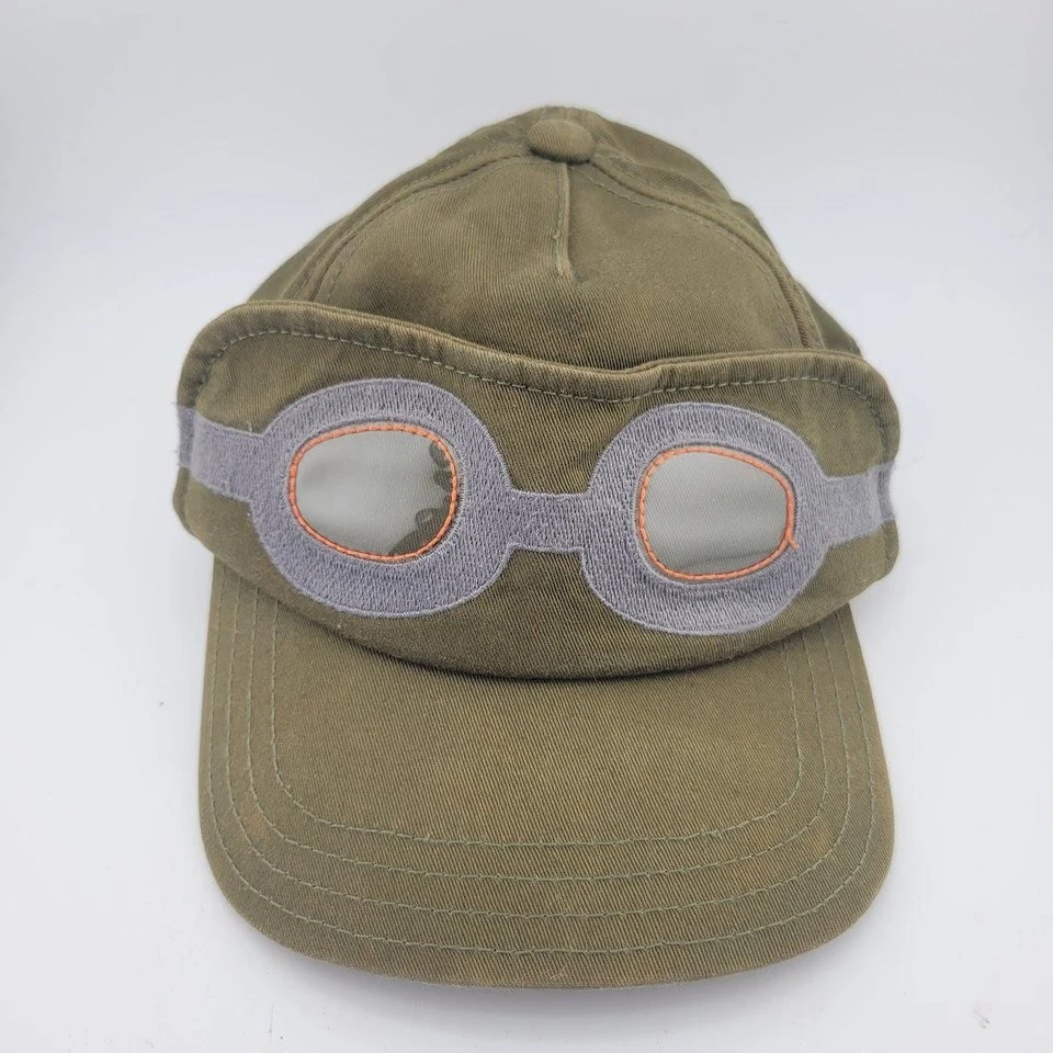 Gymboree Hat Cap Snap Back Olive Green Goggles Novelty Embroidered Graphic Kids - Image 2 of 4